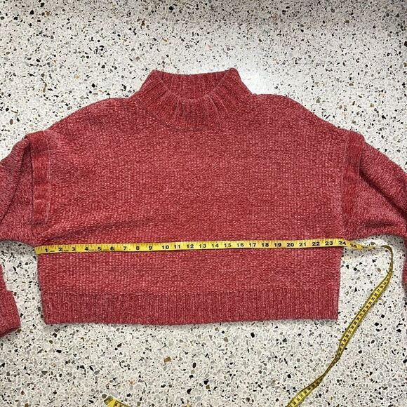 EUC Urban Outfitters cozy mock sweater crop large L Heather coral orange - Picture 5 of 8